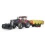 Bruder tractor Case IH Optum 300 CVX cu incarcator frontal si remorca transport cu 8 baloti